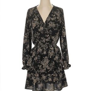 Mango Floral Black Dress
